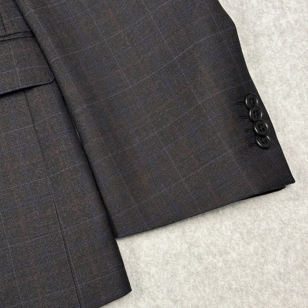Paul Betenly Blazer 52R Windowpane Plaid Charcoal Wool Lanificio Filarte - Picture 3 of 15